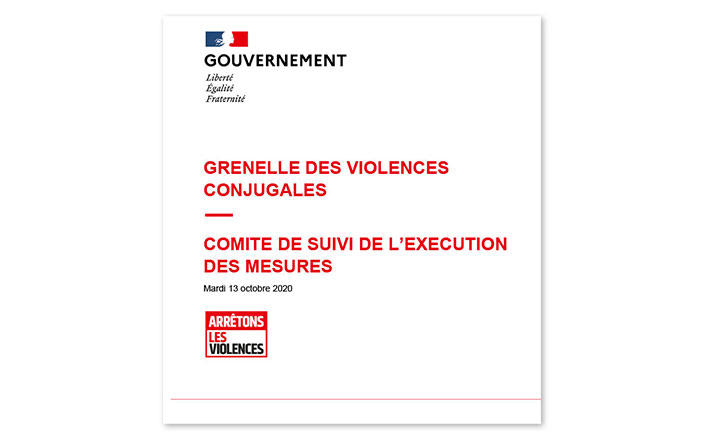 Grenelle des violences conjugales : comité de suivi de l'exécution des mesures, octobre 2020